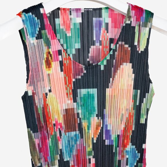 Pleats Please Issey Miyake Archival Pixelated Multicolour Flower Dress, Size M - Picture 2 of 7